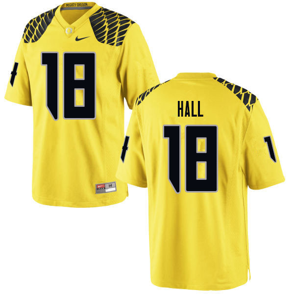 Men #18 Jalen Hall Oregn Ducks College Football Jerseys Sale-Yellow
